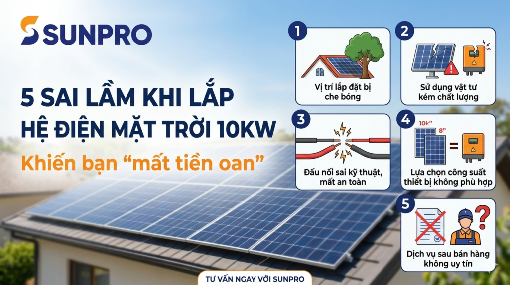 5 sai lầm khi lắp hệ điện mặt trời 10kW